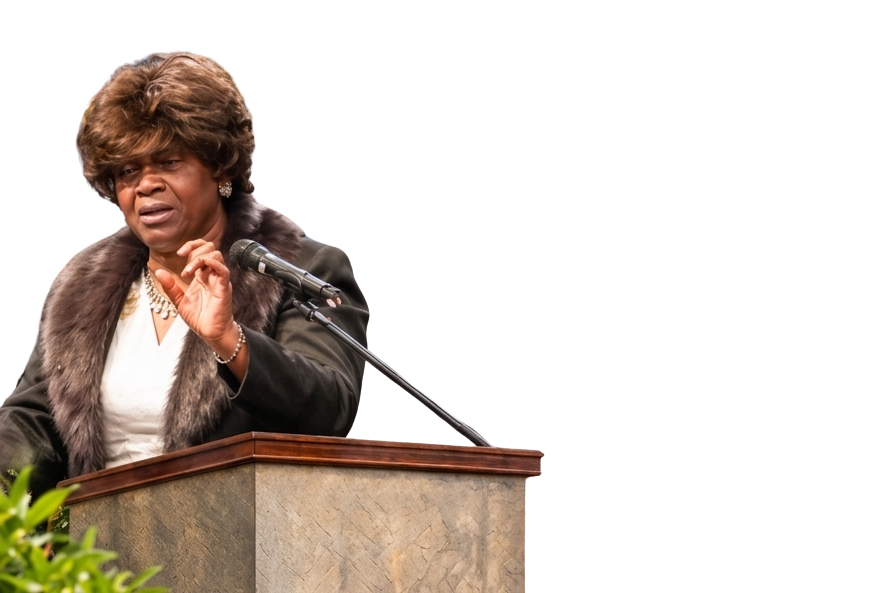 Faye Brown Blackwell speaking at a podium